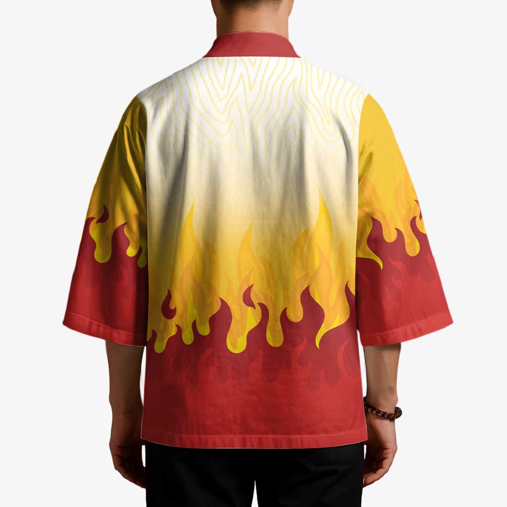 Japanese Kaen Pattern Kimono Flame Pillar Blazing Lion Heart - Polynesian Pride