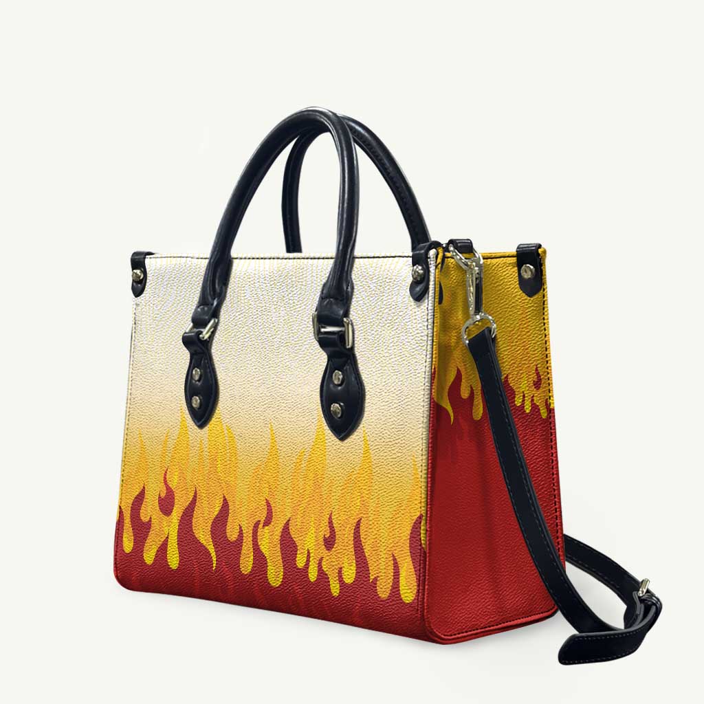 Japanese Kaen Pattern Leather Bag Flame Pillar Blazing Lion Heart - Polynesian Pride