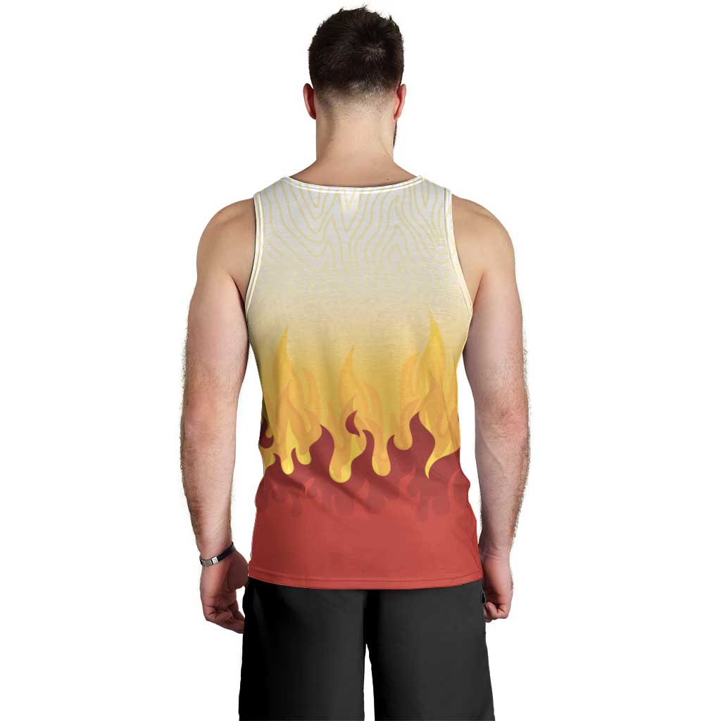 Japanese Kaen Pattern Men Tank Top Flame Pillar Blazing Lion Heart - Polynesian Pride