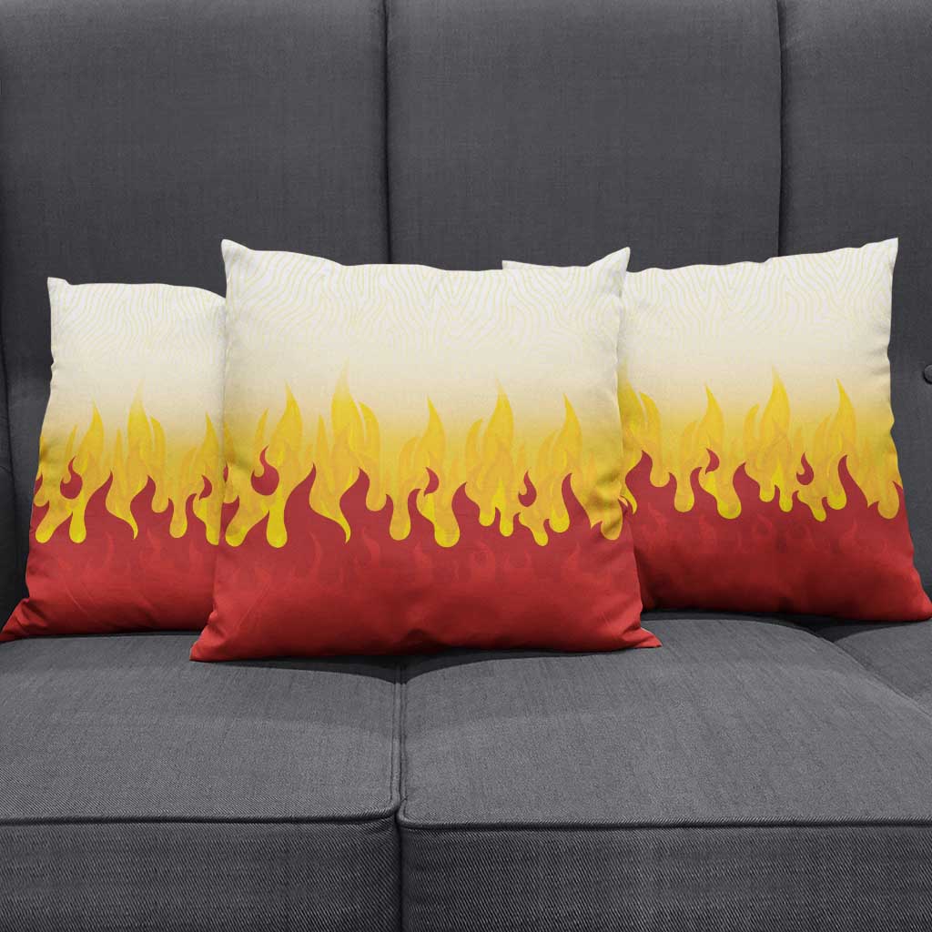 Japanese Kaen Pattern Pillow Cover Flame Pillar Blazing Lion Heart - Polynesian Pride
