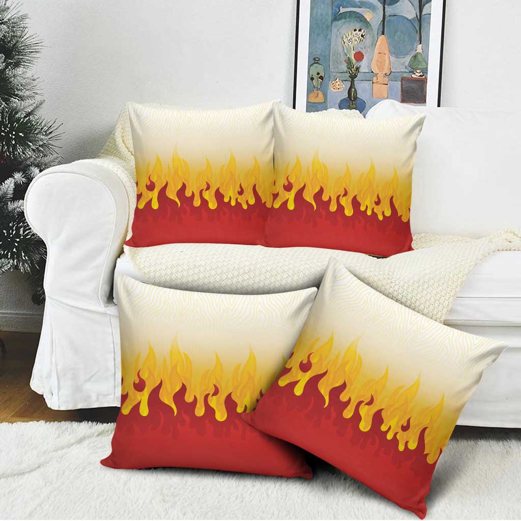 Japanese Kaen Pattern Pillow Cover Flame Pillar Blazing Lion Heart - Polynesian Pride
