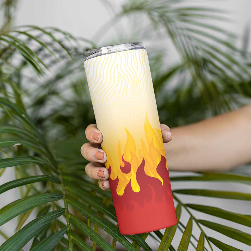 Japanese Kaen Pattern Skinny Tumbler Flame Pillar Blazing Lion Heart - Polynesian Pride