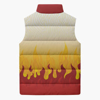 Japanese Kaen Pattern Sleeveless Puffer Jacket Flame Pillar Blazing Lion Heart - Polynesian Pride