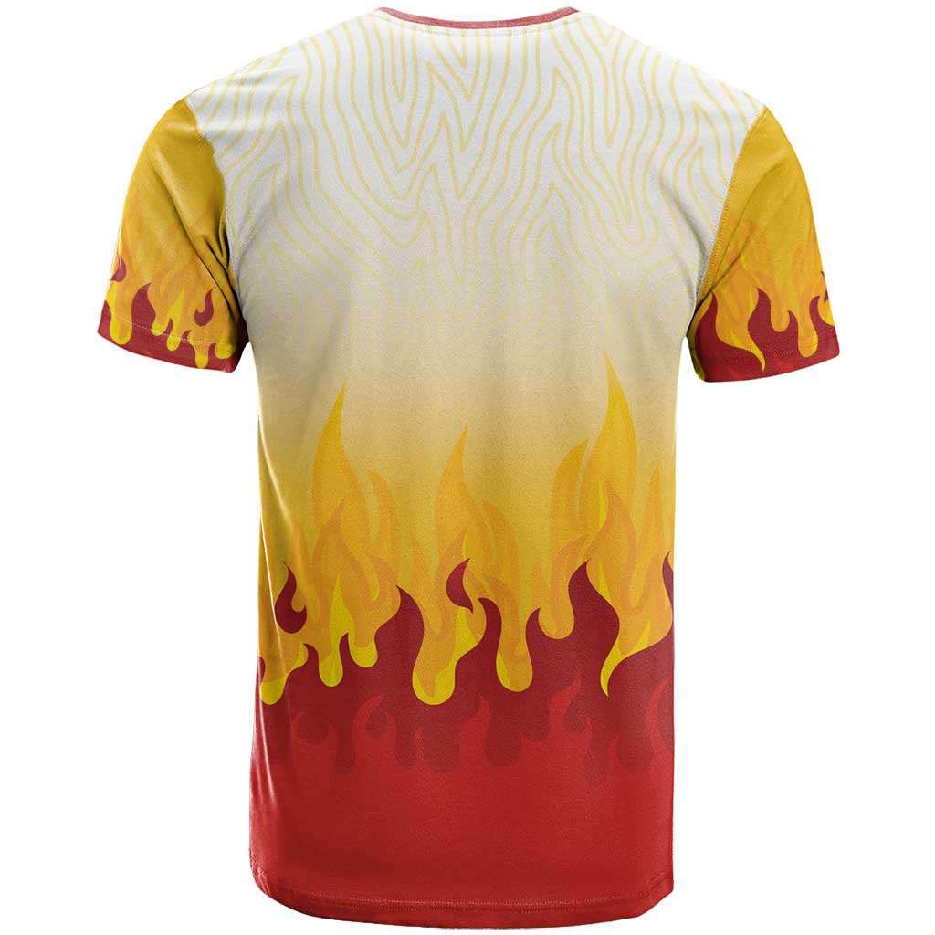 Japanese Kaen Pattern T Shirt Flame Pillar Blazing Lion Heart - Polynesian Pride