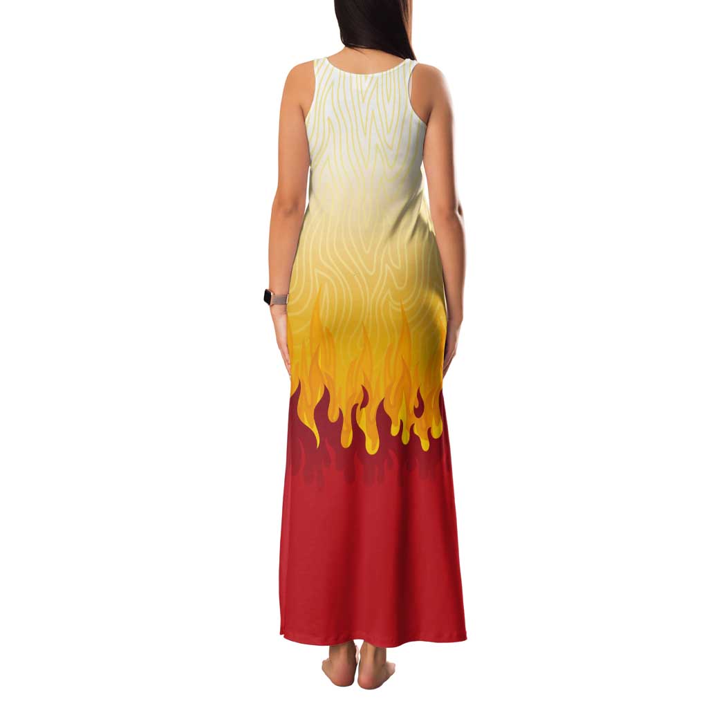 Japanese Kaen Pattern Tank Maxi Dress Flame Pillar Blazing Lion Heart - Polynesian Pride