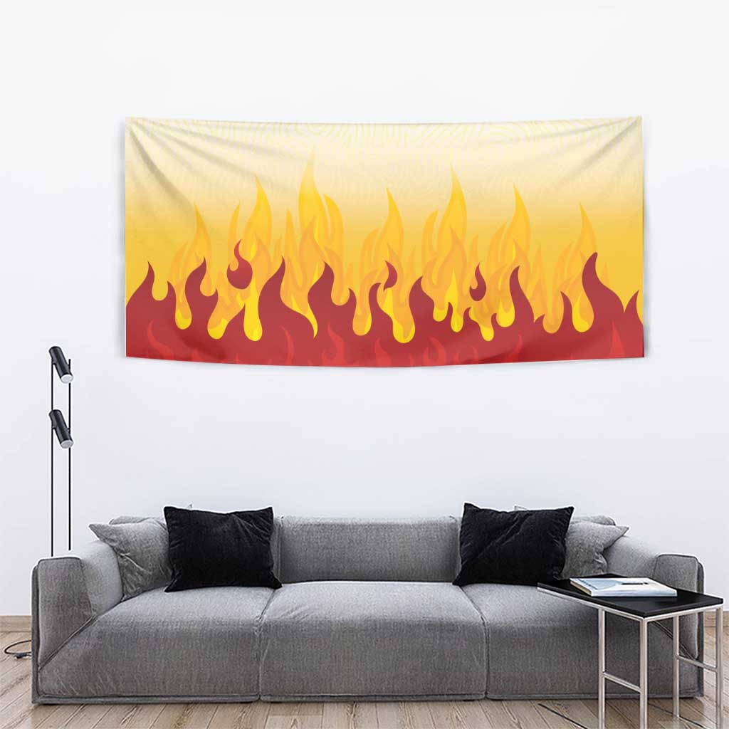 Japanese Kaen Pattern Tapestry Flame Pillar Blazing Lion Heart - Polynesian Pride