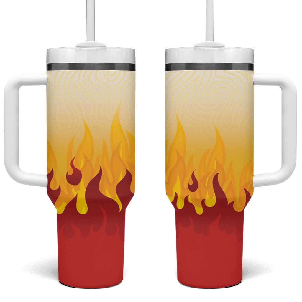 Japanese Kaen Pattern Tumbler With Handle Flame Pillar Blazing Lion Heart - Polynesian Pride