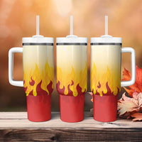 Japanese Kaen Pattern Tumbler With Handle Flame Pillar Blazing Lion Heart - Polynesian Pride