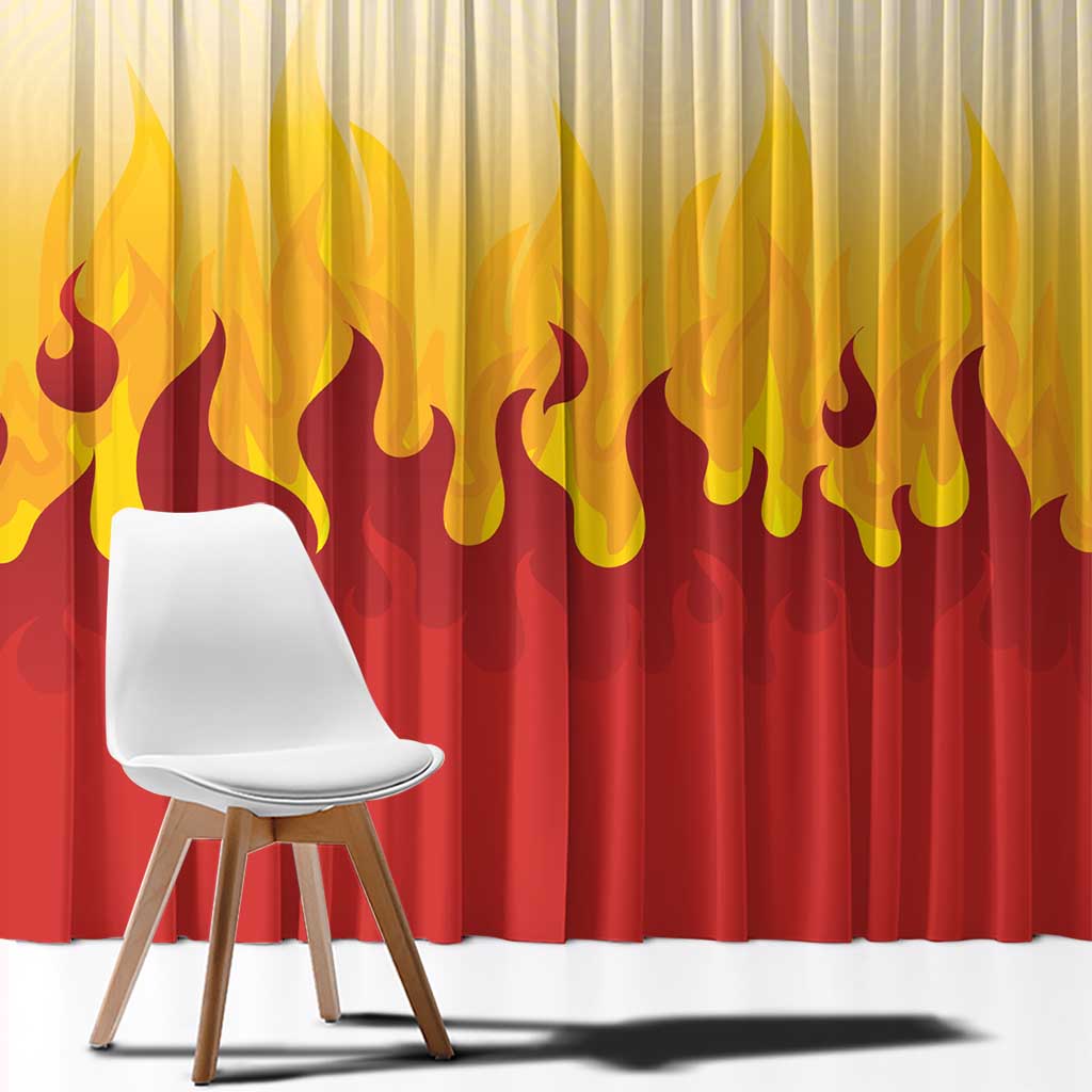 Japanese Kaen Pattern Window Curtain Flame Pillar Blazing Lion Heart - Polynesian Pride