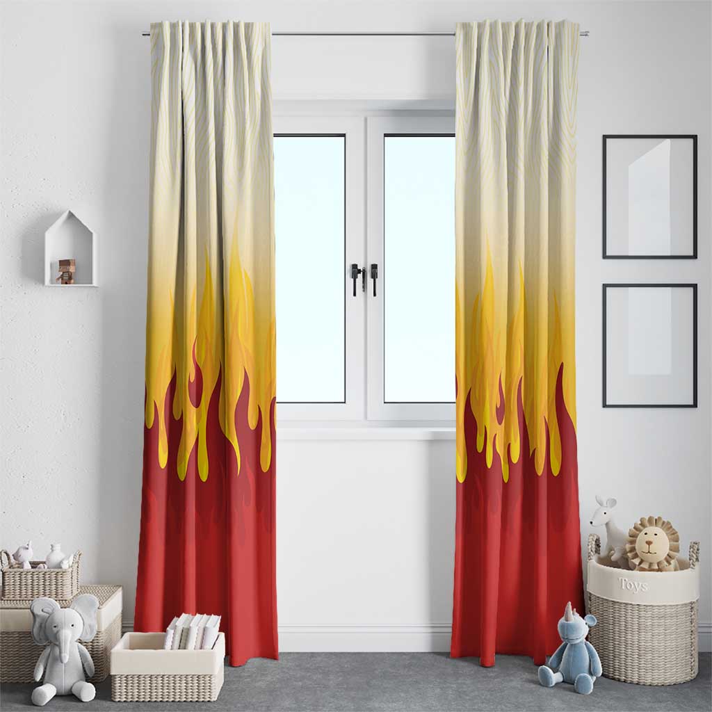 Japanese Kaen Pattern Window Curtain Flame Pillar Blazing Lion Heart - Polynesian Pride