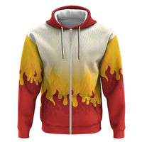 Japanese Kaen Pattern Zip Hoodie Flame Pillar Blazing Lion Heart - Polynesian Pride