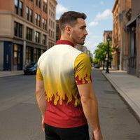 Japanese Kaen Pattern Zipper Polo Shirt Flame Pillar Blazing Lion Heart - Polynesian Pride