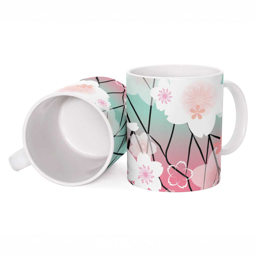 Japanese Kocho Pattern Ceramic Mug Insect Pillar Butterfly Flower Fairy - Polynesian Pride