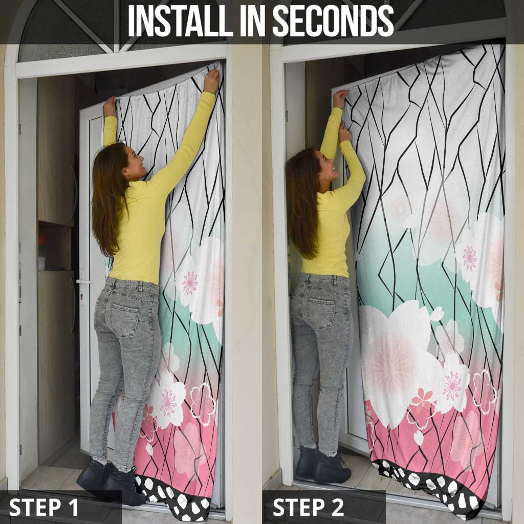 Japanese Kocho Pattern Door Cover Insect Pillar Butterfly Flower Fairy - Polynesian Pride