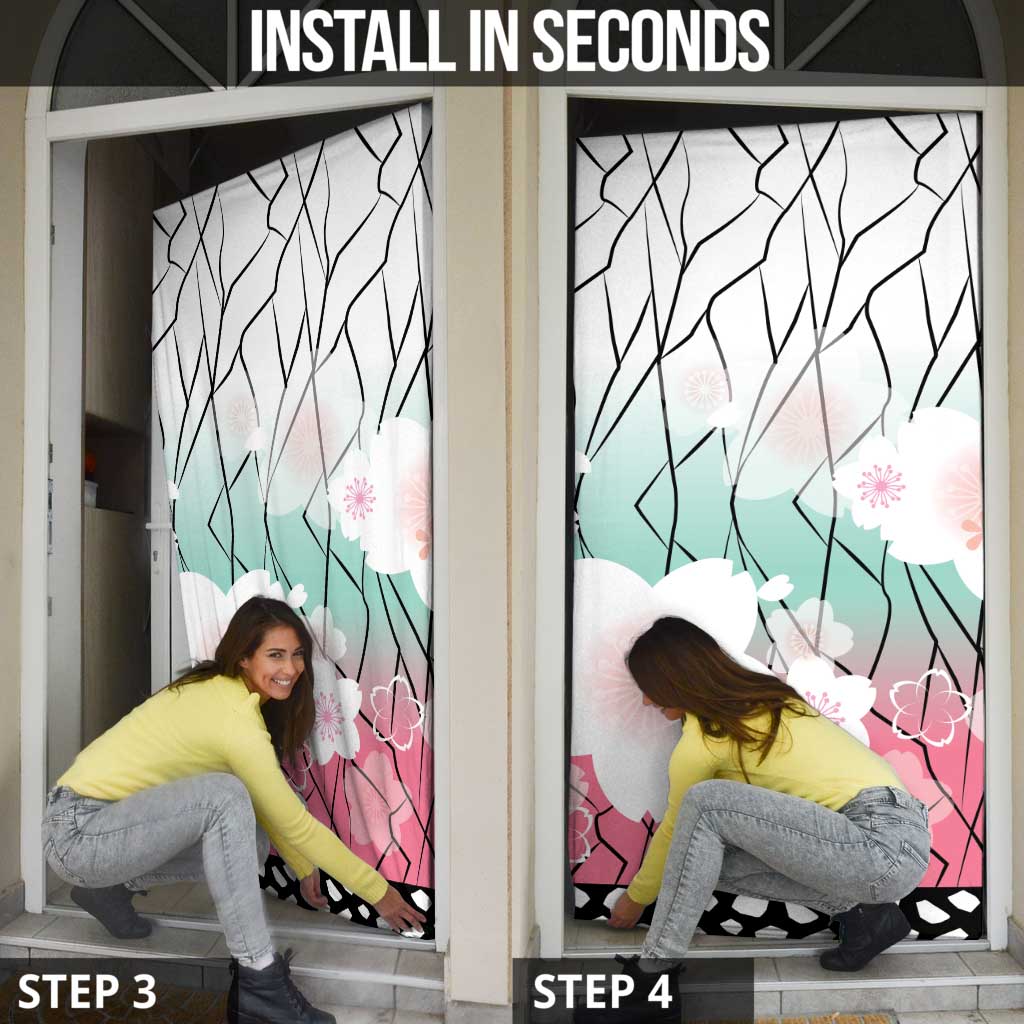 Japanese Kocho Pattern Door Cover Insect Pillar Butterfly Flower Fairy - Polynesian Pride