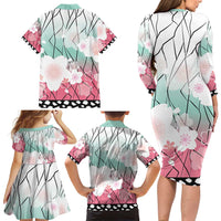 Japanese Kocho Pattern Family Matching Long Sleeve Bodycon Dress and Hawaiian Shirt Insect Pillar Butterfly Flower Fairy LT9 - Polynesian Pride