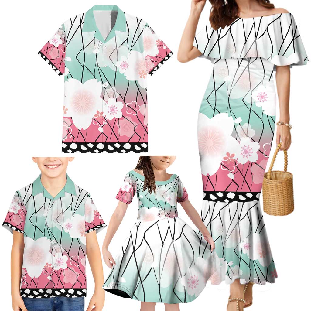 Japanese Kocho Pattern Family Matching Mermaid Dress and Hawaiian Shirt Insect Pillar Butterfly Flower Fairy LT9 - Polynesian Pride