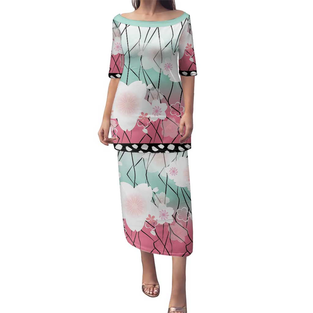 Japanese Kocho Pattern Family Matching Puletasi and Hawaiian Shirt Insect Pillar Butterfly Flower Fairy LT9 Mom's Dress Pink - Polynesian Pride