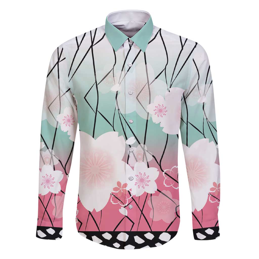 Japanese Kocho Pattern Family Matching Short Sleeve Bodycon Dress and Hawaiian Shirt Insect Pillar Butterfly Flower Fairy LT9 Dad's Shirt - Long Sleeve Pink - Polynesian Pride