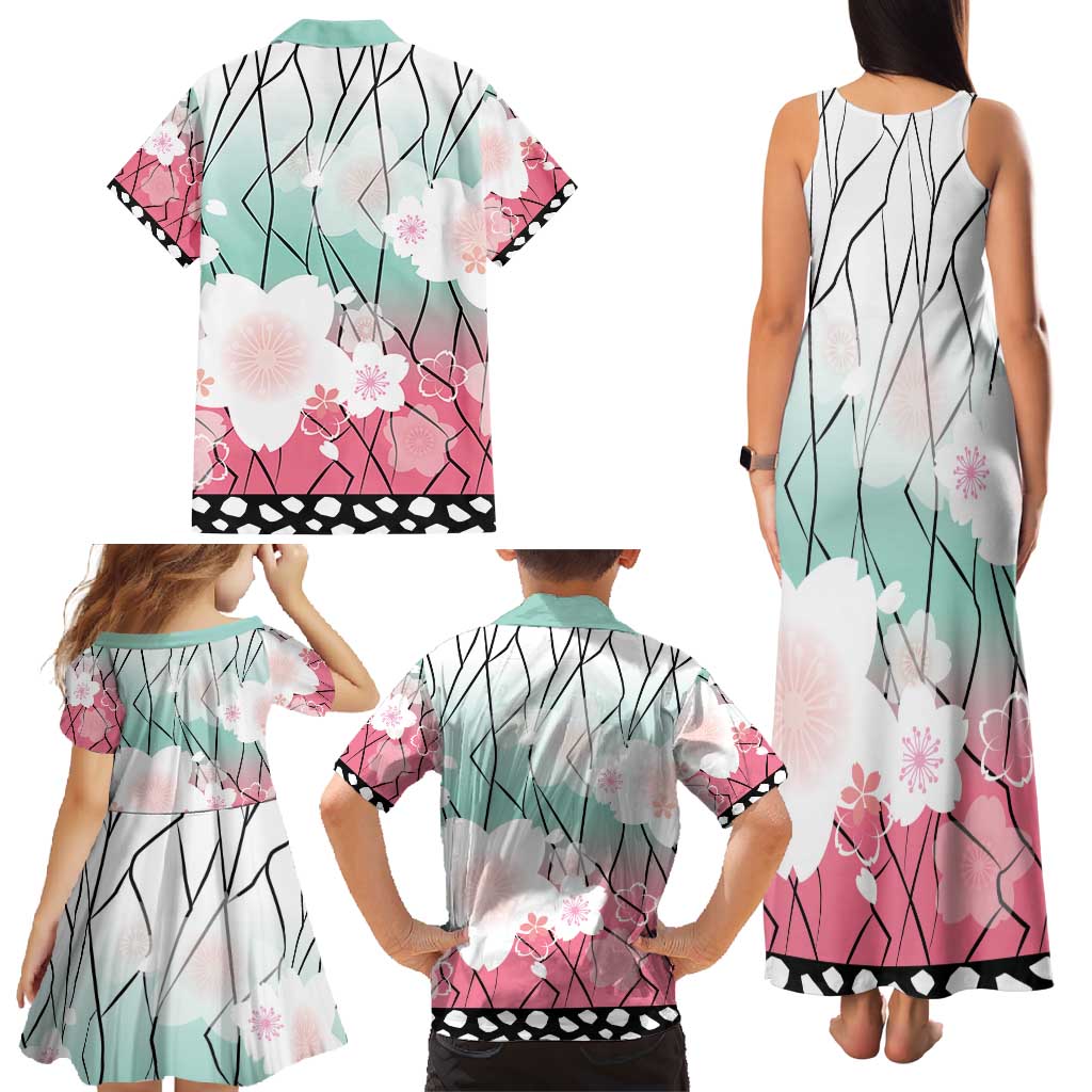 Japanese Kocho Pattern Family Matching Tank Maxi Dress and Hawaiian Shirt Insect Pillar Butterfly Flower Fairy - Polynesian Pride