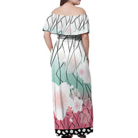 Japanese Kocho Pattern Off Shoulder Maxi Dress Insect Pillar Butterfly Flower Fairy - Polynesian Pride