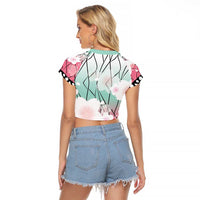 Japanese Kocho Pattern Raglan Cropped T Shirt Insect Pillar Butterfly Flower Fairy - Polynesian Pride