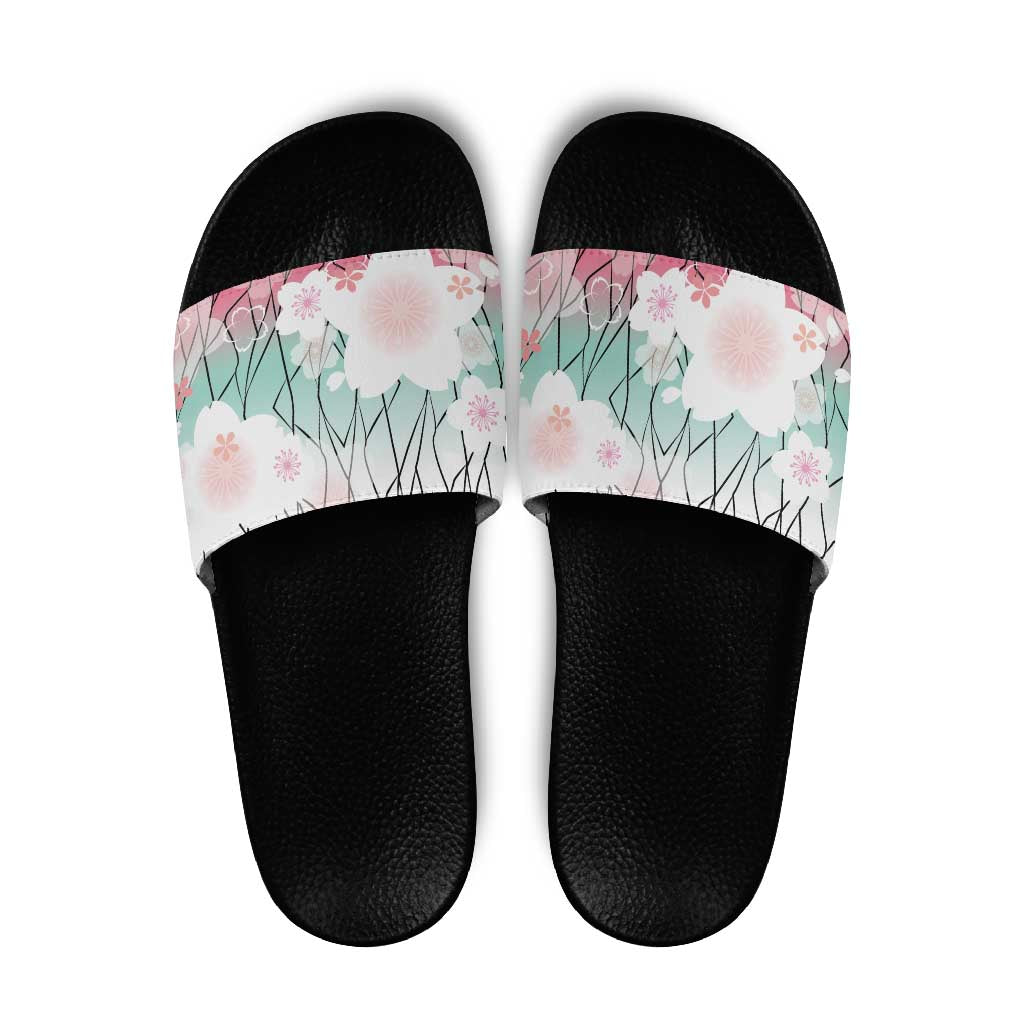 Japanese Kocho Pattern Slide Sandals Insect Pillar Butterfly Flower Fairy - Polynesian Pride