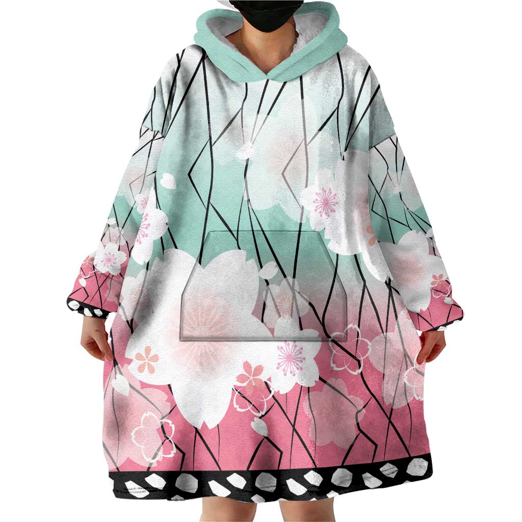 Japanese Kocho Pattern Wearable Blanket Hoodie Insect Pillar Butterfly Flower Fairy - Polynesian Pride