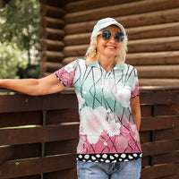 Japanese Kocho Pattern Women Polo Shirt Insect Pillar Butterfly Flower Fairy - Polynesian Pride