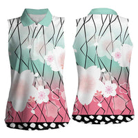 Japanese Kocho Pattern Women Sleeveless Polo Shirt Insect Pillar Butterfly Flower Fairy - Polynesian Pride