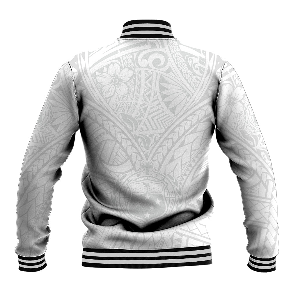 Samoa Lotu Tamaiti Baseball Jacket Polynesian White Sunday Simple LT9 - Polynesian Pride