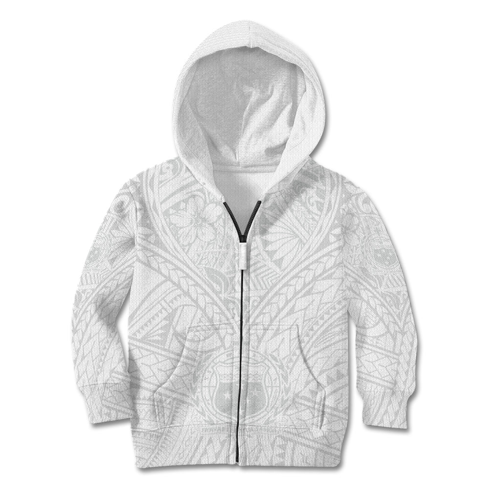 Samoa Lotu Tamaiti Kid Hoodie Polynesian White Sunday Simple LT9 Zip Hoodie White - Polynesian Pride