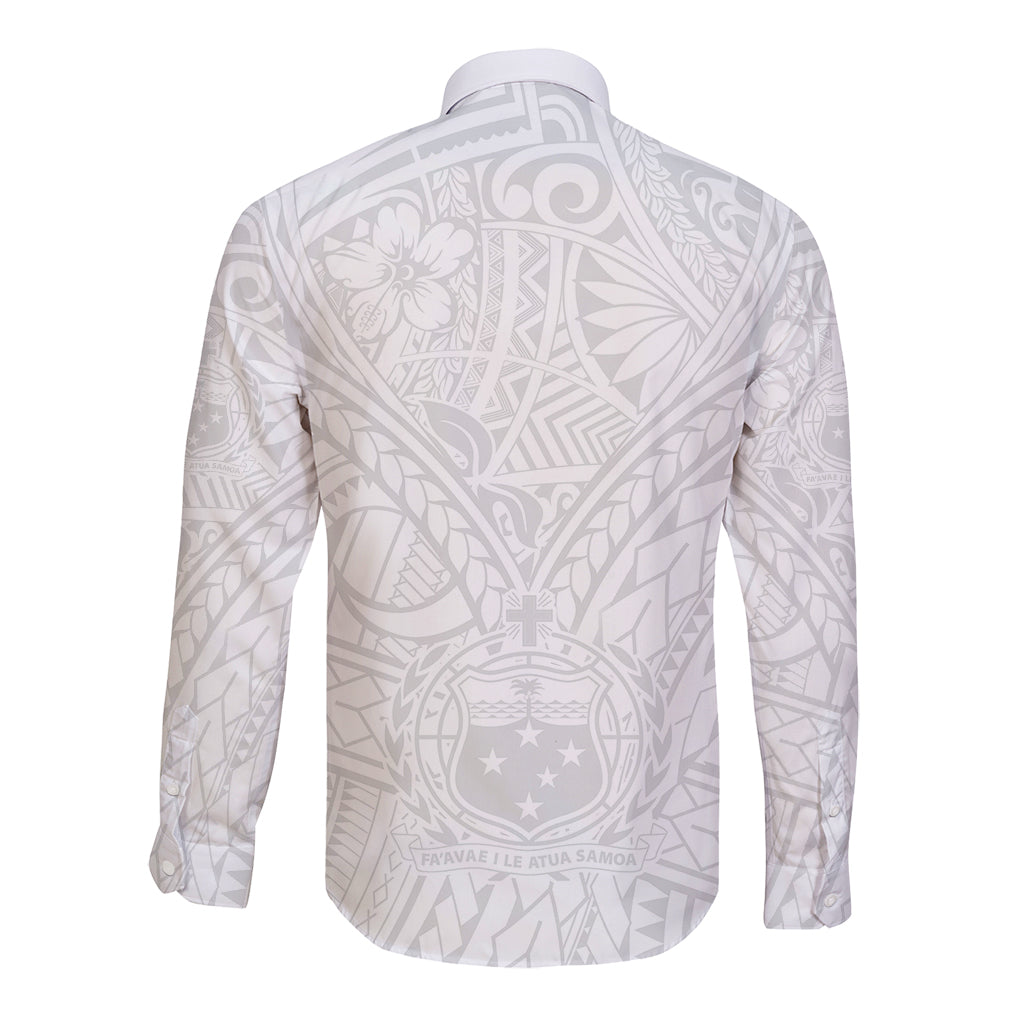 Samoa Lotu Tamaiti Long Sleeve Button Shirt Polynesian White Sunday Simple LT9 - Polynesian Pride