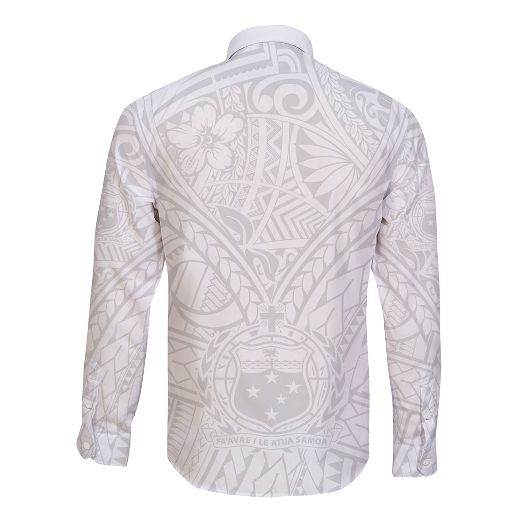 Samoa Lotu Tamaiti Long Sleeve Button Shirt Polynesian White Sunday Simple LT9 - Polynesian Pride