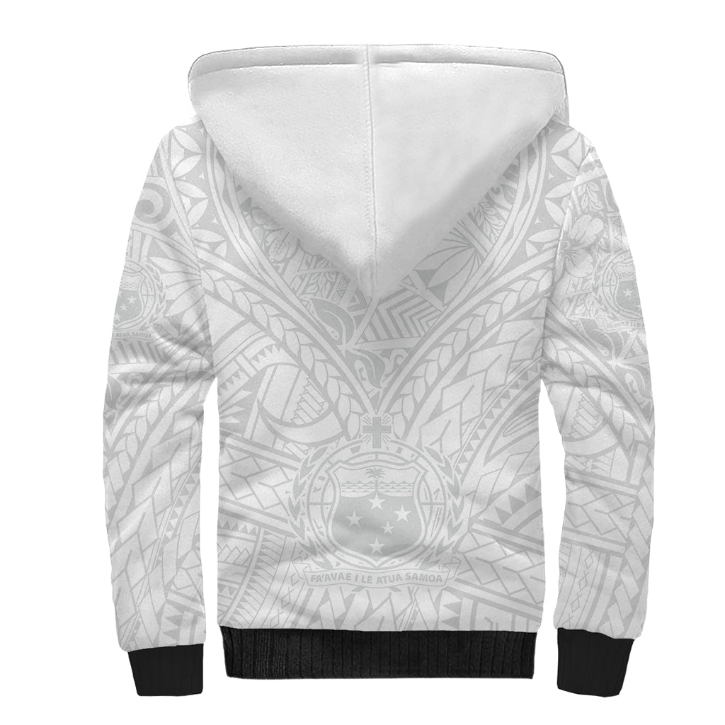 Samoa Lotu Tamaiti Sherpa Hoodie Polynesian White Sunday Simple LT9 - Polynesian Pride