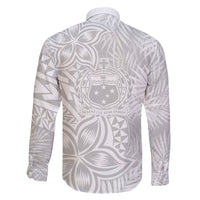 Samoa Lotu Tamait Family Matching Long Sleeve Bodycon Dress and Hawaiian Shirt Tropical Plant White Sunday With Polynesia Pattern LT9 - Polynesian Pride