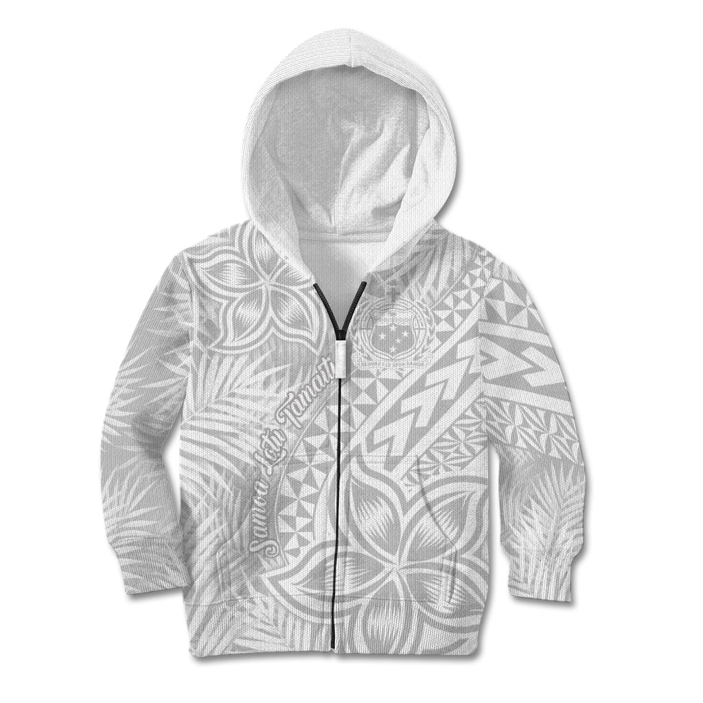 Samoa Lotu Tamait Kid Hoodie Tropical Plant White Sunday With Polynesia Pattern LT9 Zip Hoodie White - Polynesian Pride