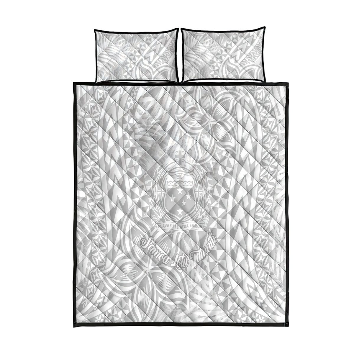 Samoa Lotu Tamait Quilt Bed Set Tropical Plant White Sunday With Polynesia Pattern LT9 White - Polynesian Pride