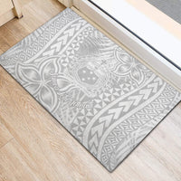 Samoa Lotu Tamait Rubber Doormat Tropical Plant White Sunday With Polynesia Pattern LT9 - Polynesian Pride
