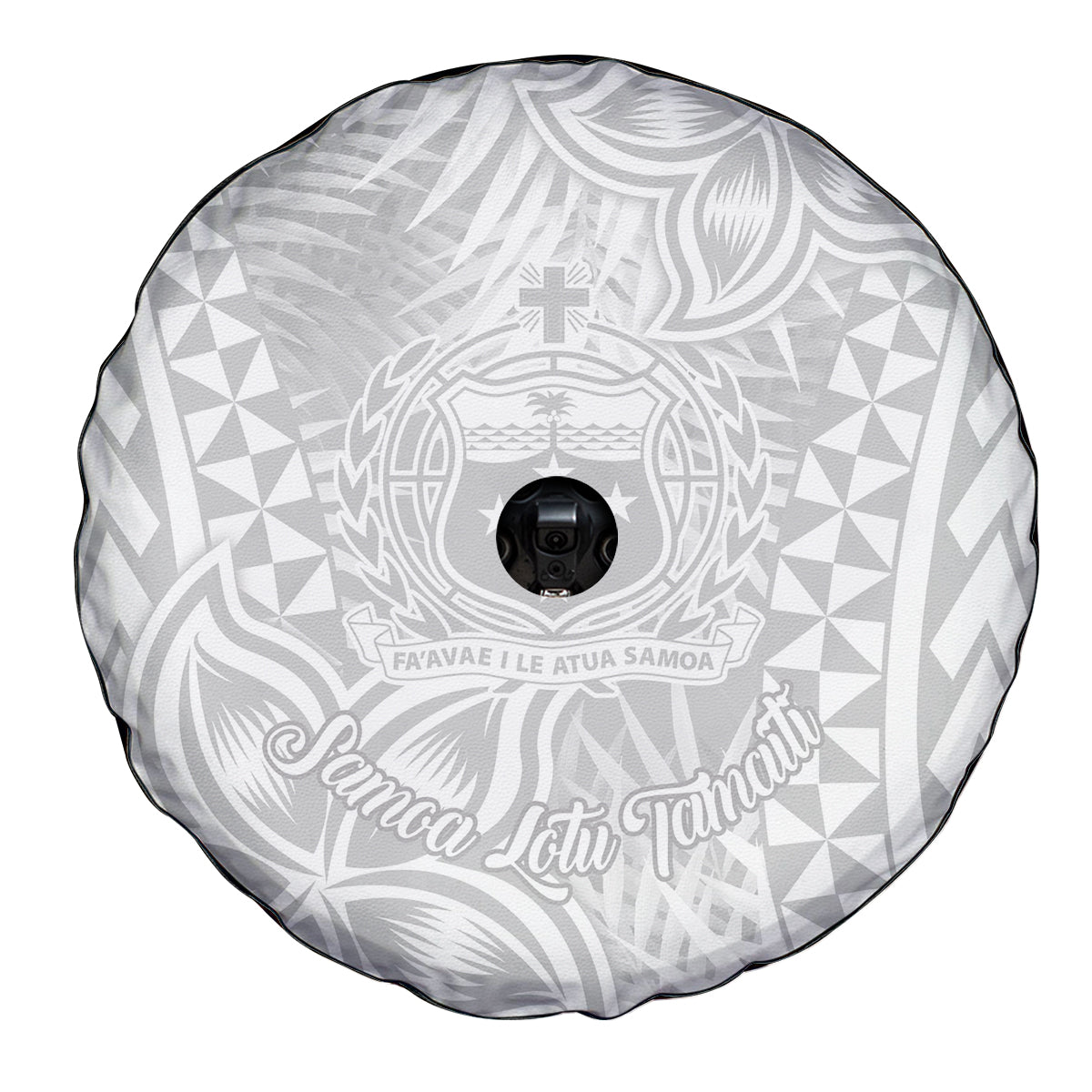 Samoa Lotu Tamait Spare Tire Cover Tropical Plant White Sunday With Polynesia Pattern LT9 - Polynesian Pride