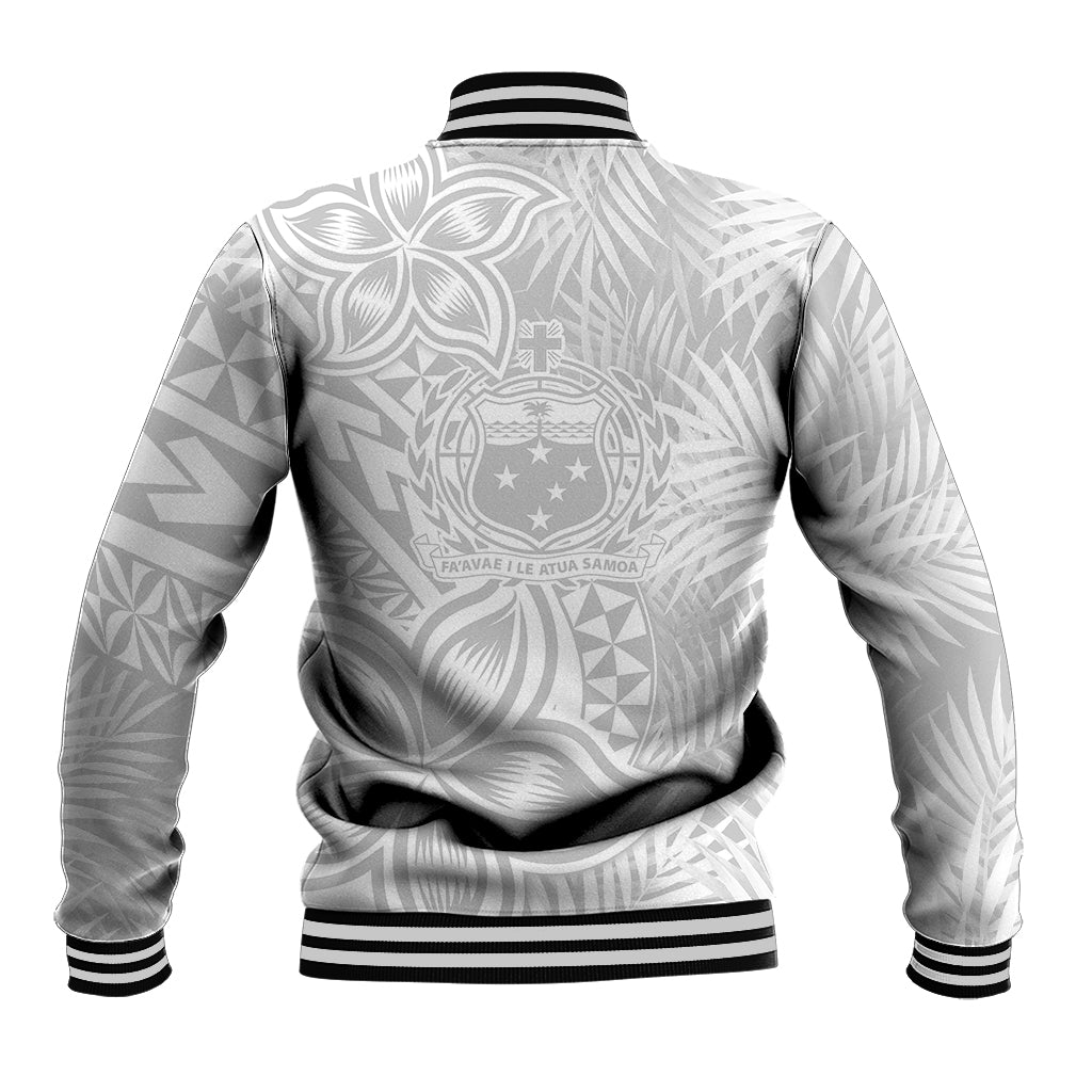 Personalised Samoa Lotu Tamait Baseball Jacket Tropical Plant White Sunday With Polynesia Pattern LT9 - Polynesian Pride
