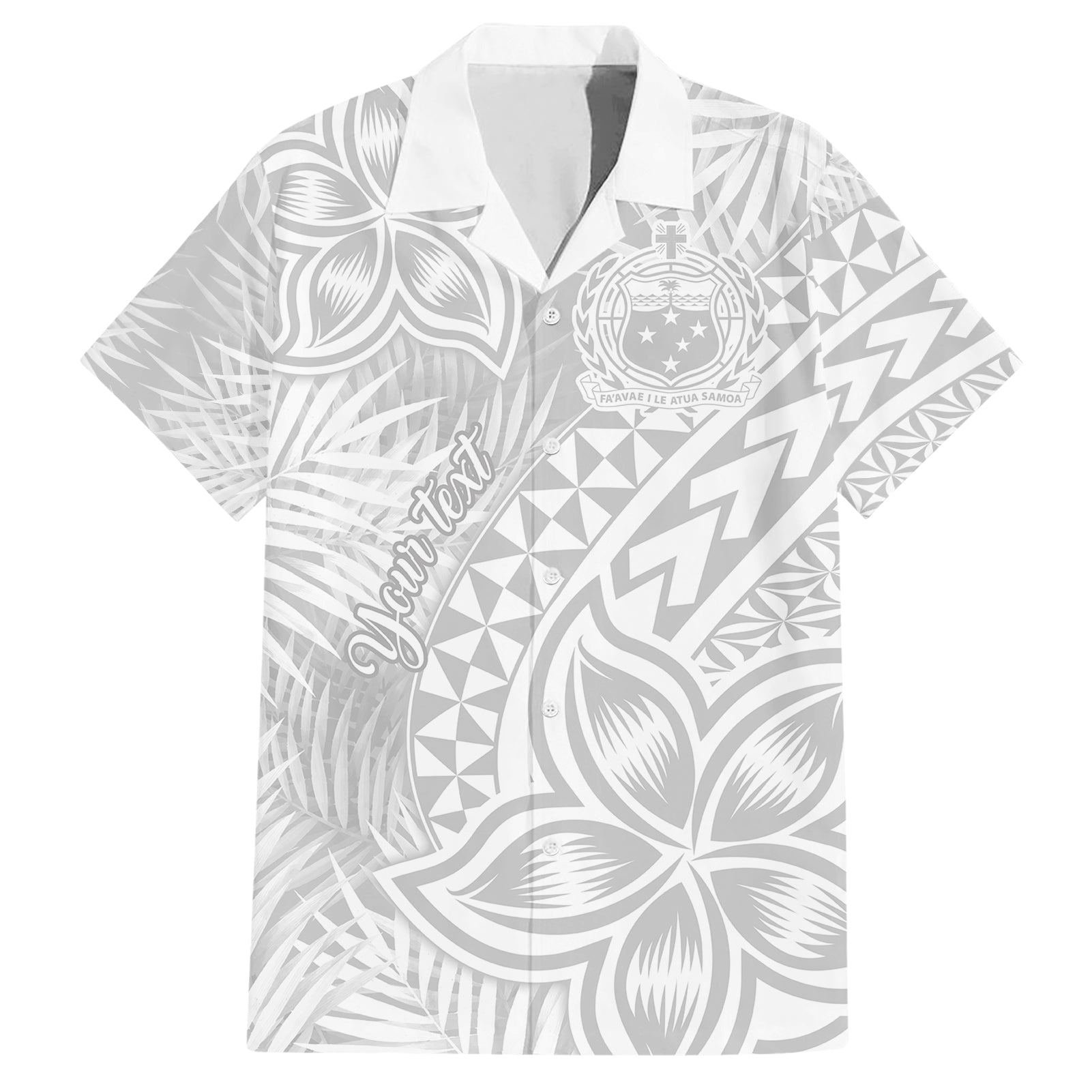 Personalised Samoa Lotu Tamait Hawaiian Shirt Tropical Plant White Sunday With Polynesia Pattern LT9 White - Polynesian Pride