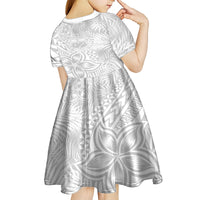Personalised Samoa Lotu Tamait Kid Short Sleeve Dress Tropical Plant White Sunday With Polynesia Pattern LT9 - Polynesian Pride