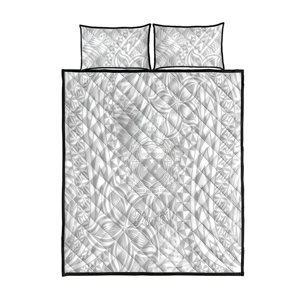 Personalised Samoa Lotu Tamait Quilt Bed Set Tropical Plant White Sunday With Polynesia Pattern LT9 White - Polynesian Pride