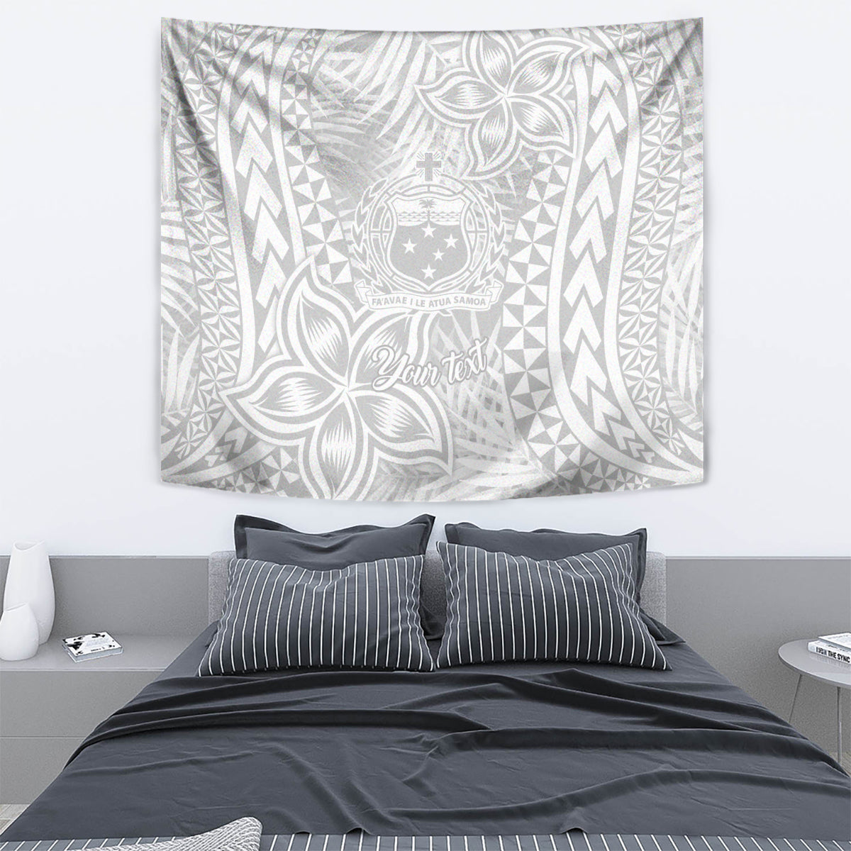 Personalised Samoa Lotu Tamait Tapestry Tropical Plant White Sunday With Polynesia Pattern LT9 - Polynesian Pride