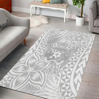 Personalised Tonga White Sunday Area Rug Tropical Plant With Polynesian Pattern LT9 - Polynesian Pride
