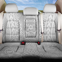 Personalised Tonga White Sunday Back Car Seat Cover Tropical Plant With Polynesian Pattern