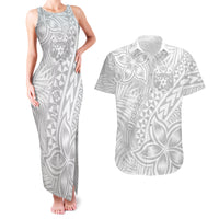 Personalised Tonga White Sunday Couples Matching Tank Maxi Dress and Hawaiian Shirt Tropical Plant With Polynesian Pattern LT9 White - Polynesian Pride