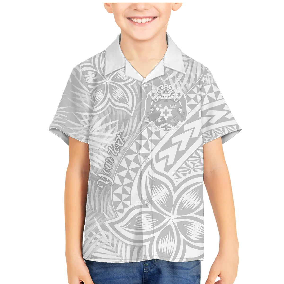 Personalised Tonga White Sunday Family Matching Mermaid Dress and Hawaiian Shirt Tropical Plant With Polynesian Pattern LT9 Son's Shirt White - Polynesian Pride