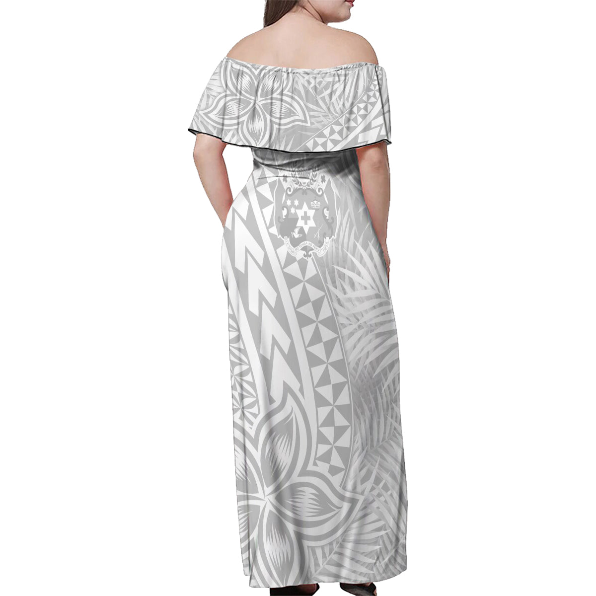 Personalised Tonga White Sunday Family Matching Off Shoulder Maxi Dress and Hawaiian Shirt Tropical Plant With Polynesian Pattern LT9 - Polynesian Pride